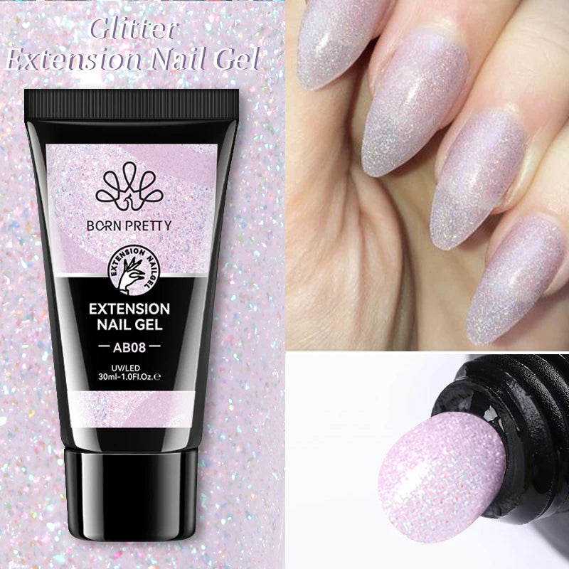 BORN PRETTY 30g Super Crystal Extension Gel Nail Polish Hard Gel for Nail Strengthen 3D Modeling Building Nail Apex DIY Manicure