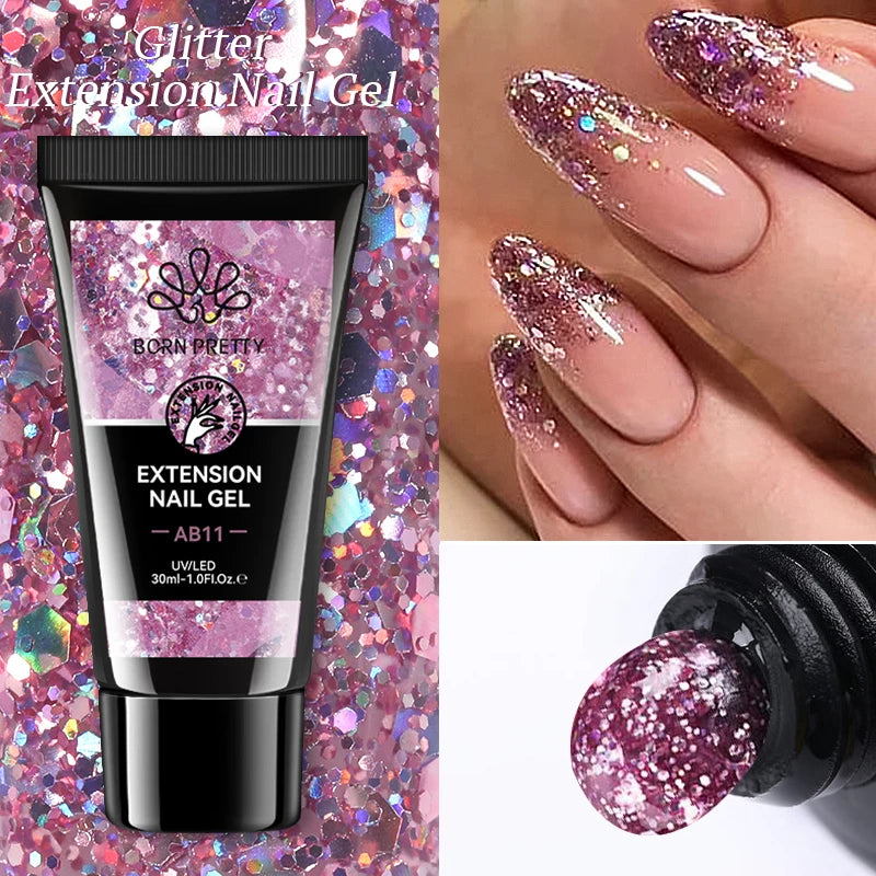 BORN PRETTY 30g Super Crystal Extension Gel Nail Polish Hard Gel for Nail Strengthen 3D Modeling Building Nail Apex DIY Manicure