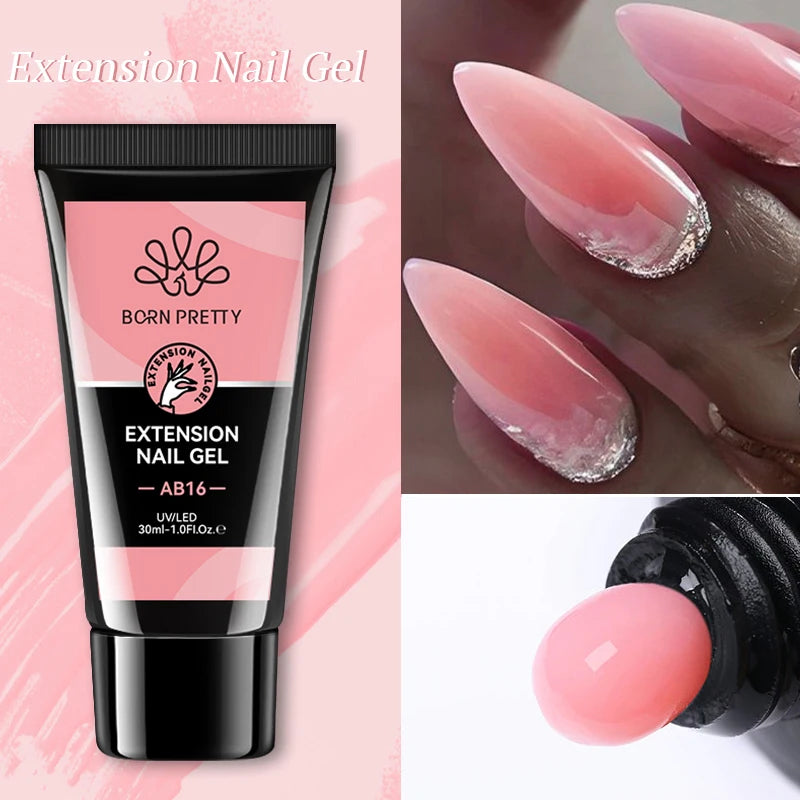 BORN PRETTY 30g Super Crystal Extension Gel Nail Polish Hard Gel for Nail Strengthen 3D Modeling Building Nail Apex DIY Manicure