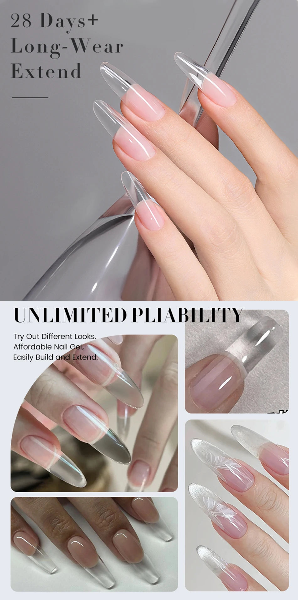 BORN PRETTY 30g Super Crystal Extension Gel Nail Polish Hard Gel for Nail Strengthen 3D Modeling Building Nail Apex DIY Manicure