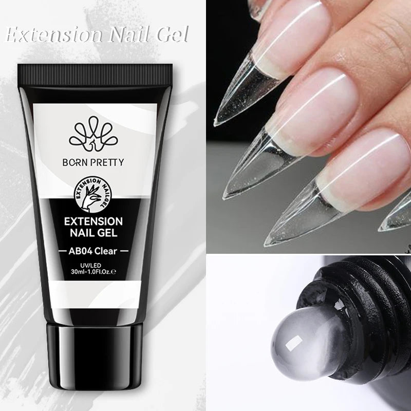 BORN PRETTY 30g Super Crystal Extension Gel Nail Polish Hard Gel for Nail Strengthen 3D Modeling Building Nail Apex DIY Manicure