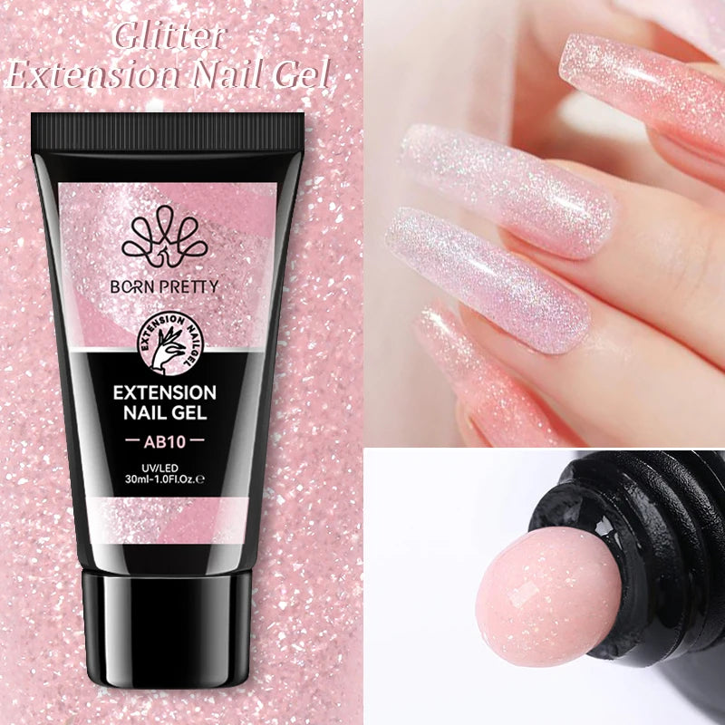 BORN PRETTY 30g Super Crystal Extension Gel Nail Polish Hard Gel for Nail Strengthen 3D Modeling Building Nail Apex DIY Manicure