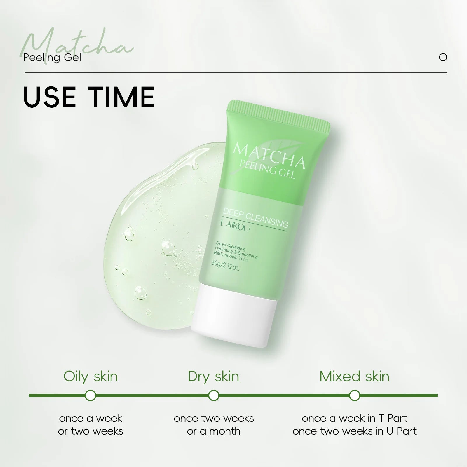 LAIKOU Matcha Exfoliating Gel Exfoliate Peeling Gel Facial Scrub Moisturise Nourishing Repair Scrubs Korean Face Cream Skin Care