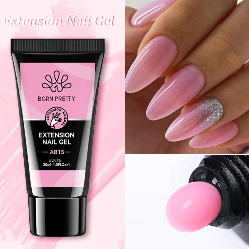 BORN PRETTY 30g Super Crystal Extension Gel Nail Polish Hard Gel for Nail Strengthen 3D Modeling Building Nail Apex DIY Manicure