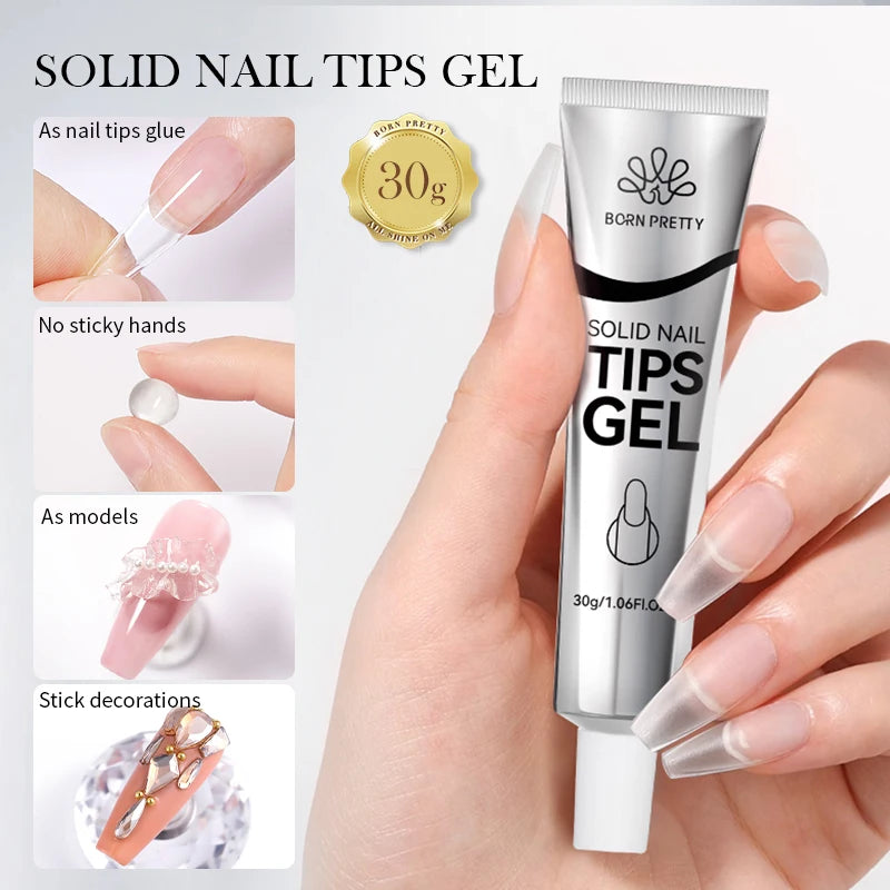 BORN PRETTY 30g Super Crystal Extension Gel Nail Polish Hard Gel for Nail Strengthen 3D Modeling Building Nail Apex DIY Manicure