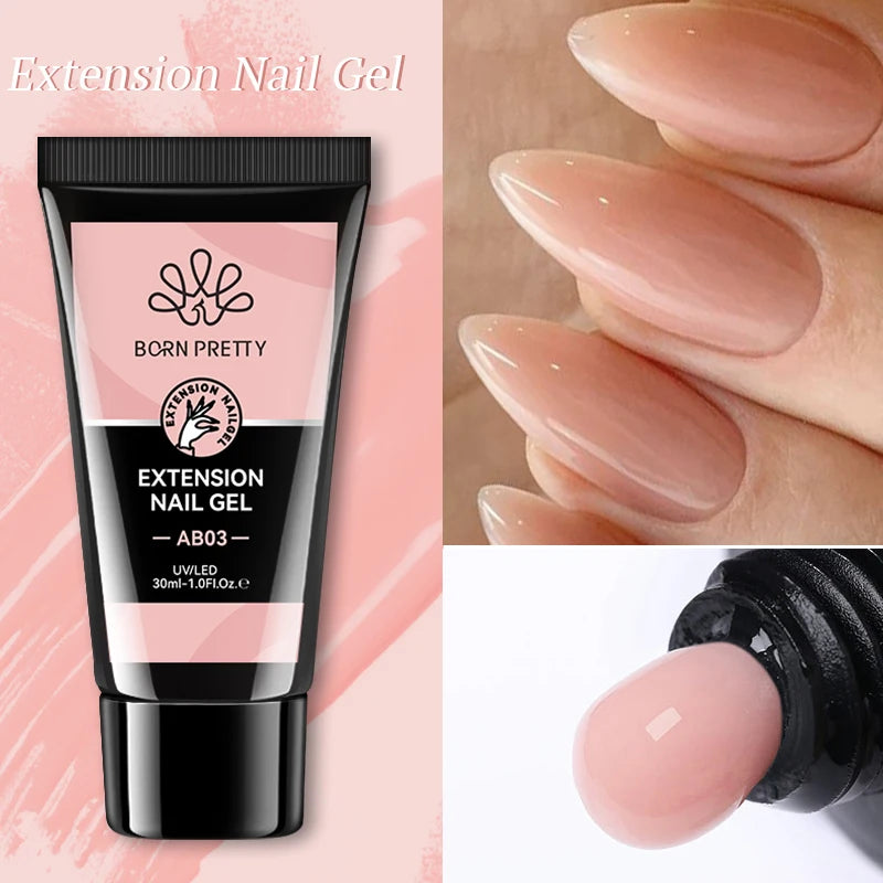 BORN PRETTY 30g Super Crystal Extension Gel Nail Polish Hard Gel for Nail Strengthen 3D Modeling Building Nail Apex DIY Manicure