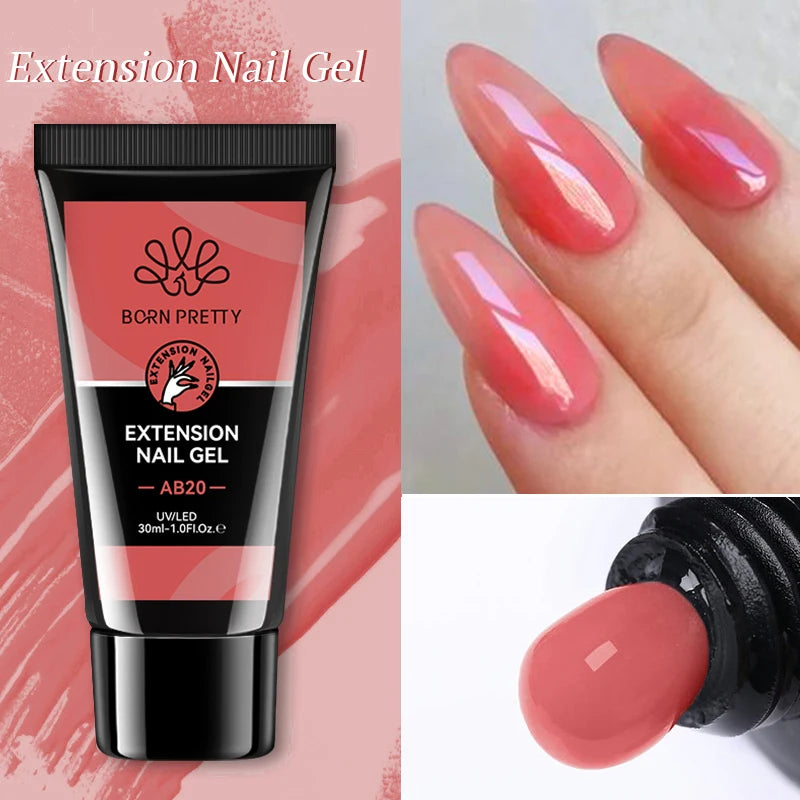 BORN PRETTY 30g Super Crystal Extension Gel Nail Polish Hard Gel for Nail Strengthen 3D Modeling Building Nail Apex DIY Manicure