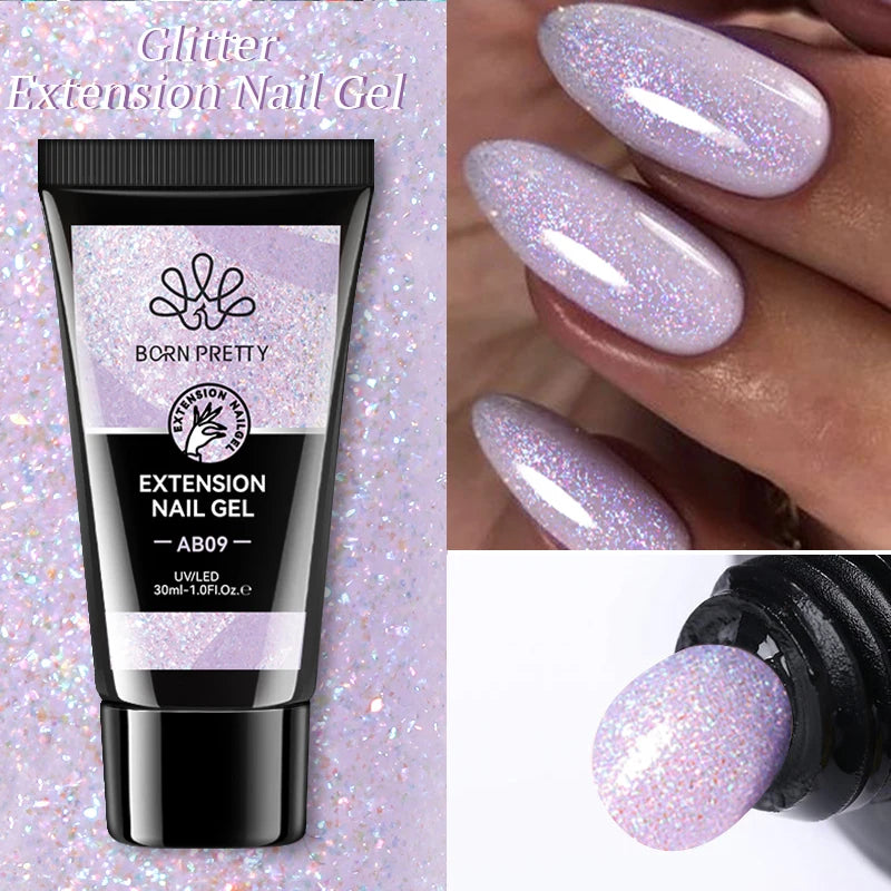 BORN PRETTY 30g Super Crystal Extension Gel Nail Polish Hard Gel for Nail Strengthen 3D Modeling Building Nail Apex DIY Manicure