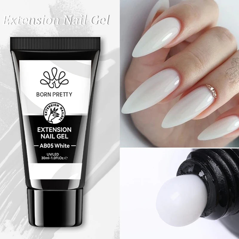 BORN PRETTY 30g Super Crystal Extension Gel Nail Polish Hard Gel for Nail Strengthen 3D Modeling Building Nail Apex DIY Manicure