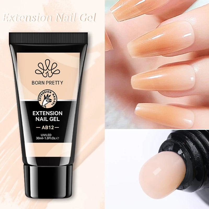 BORN PRETTY 30g Super Crystal Extension Gel Nail Polish Hard Gel for Nail Strengthen 3D Modeling Building Nail Apex DIY Manicure