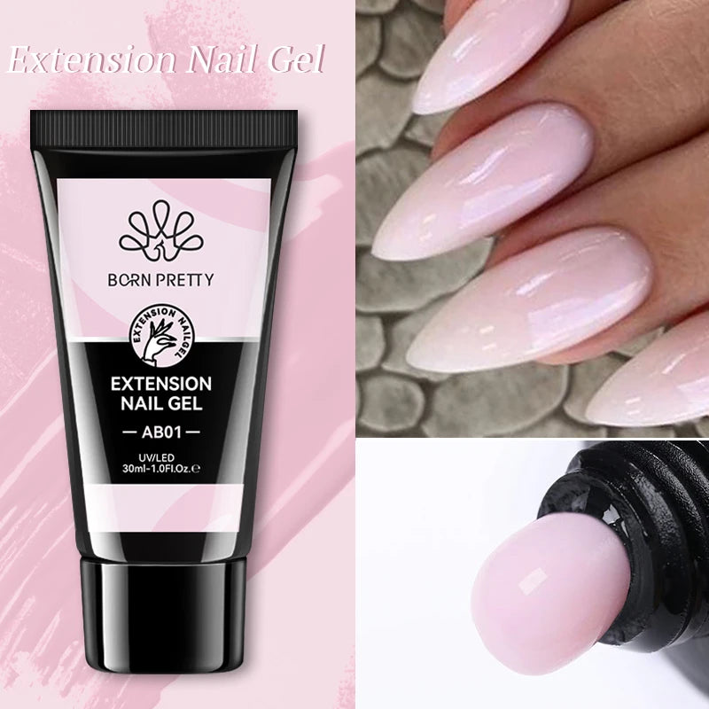 BORN PRETTY 30g Super Crystal Extension Gel Nail Polish Hard Gel for Nail Strengthen 3D Modeling Building Nail Apex DIY Manicure