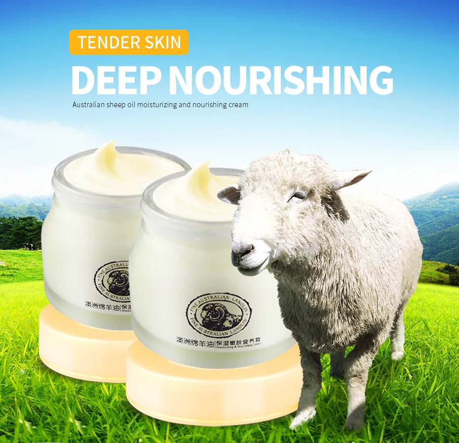LAIKOU Face Cream Collagen Facial Moisturizer Sheep Oil Cream Lanolin Skin Moisturizing Soothing & Hydrating & Brightening Cream