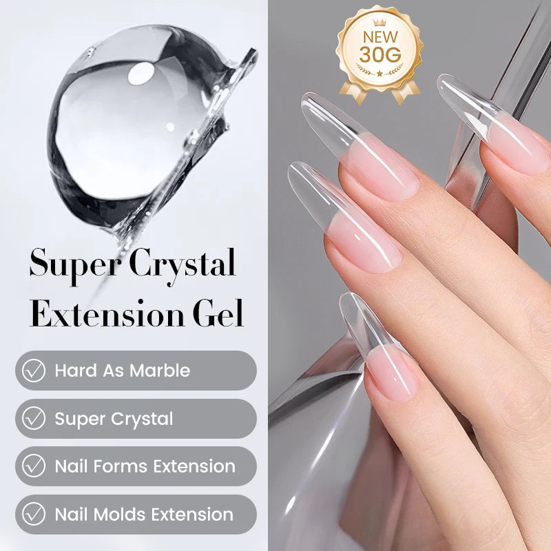 BORN PRETTY 30g Super Crystal Extension Gel Nail Polish Hard Gel for Nail Strengthen 3D Modeling Building Nail Apex DIY Manicure