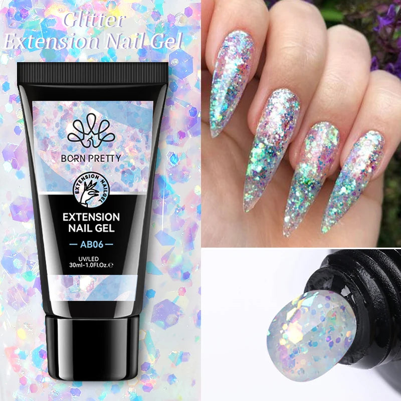 BORN PRETTY 30g Super Crystal Extension Gel Nail Polish Hard Gel for Nail Strengthen 3D Modeling Building Nail Apex DIY Manicure